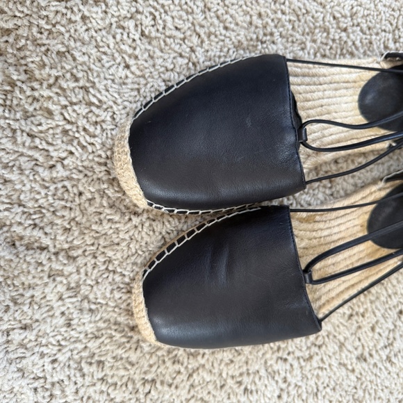 EILEEN FISHER Lee Black Leather Espadrille 9 - Picture 3 of 6